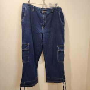 METROSTYLE Strech Women's y2k Capri Cargo Denim Size 14